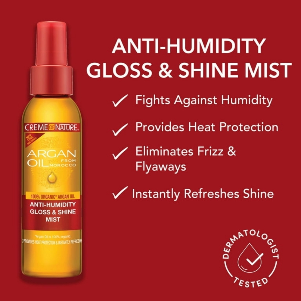 TWO Creme of Nature® Argan Oil from Morocco Anti-Humidity Gloss&Shine Mist 4oz - Picture 3 of 9